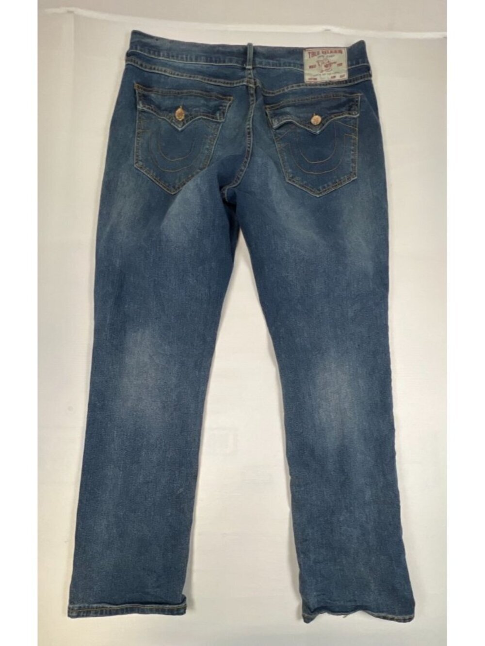 True Religion Mens 36 Geno Relaxed Slim Blue Jeans Flap Pocket Cotton Blend